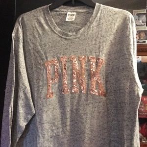 Victoria Secret Pink Campus Long Sleeve Bling Top